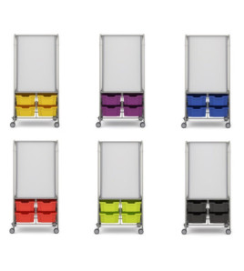 Mobilná obojstranná magnetická tabuľa Callero s úložným priestorom