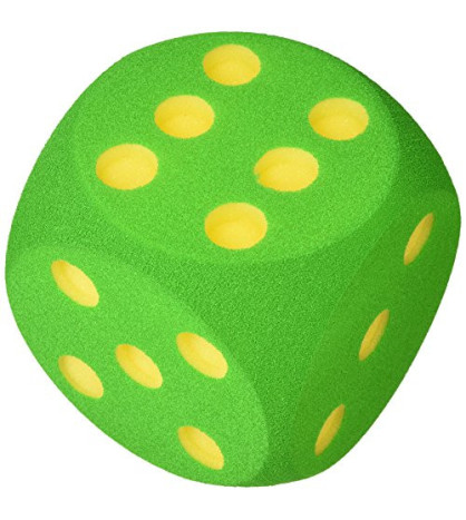 Veľká penová kocka s bodkami- zelená, 16cm