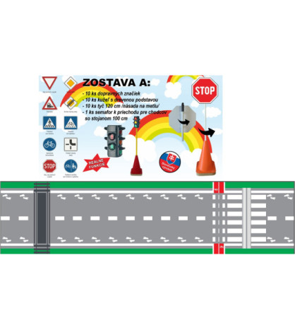 Prenosné dopravné ihrisko - Zostava A + Cesta 5x1,2m