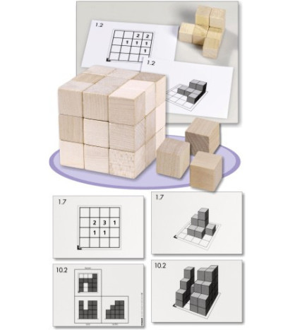 Drevené kocky Cubo - prírodné, uložené v plastovej krabici
