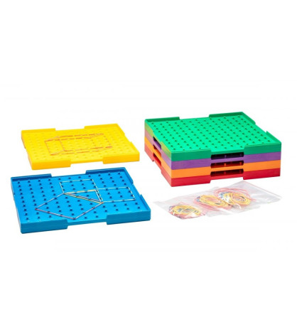 Geoboardy veľké 23 x 23 cm obojstranné v 6 farbách (6 ks)