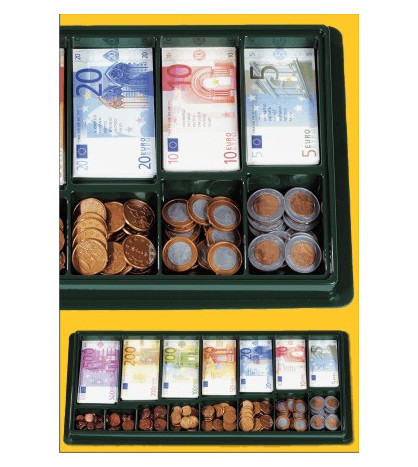 Euro organizér s 130 bankovkami a 160 mincami