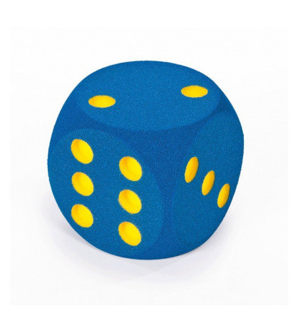 Veľká penová kocka s bodkami- modrá,16cm