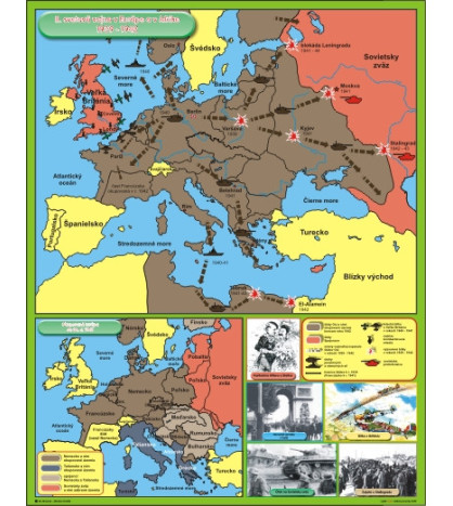 II. svetová vojna v Európe a Afrike 1939-1942 a okupovaná Európa do 22.6.1941 (dvojmapa)
