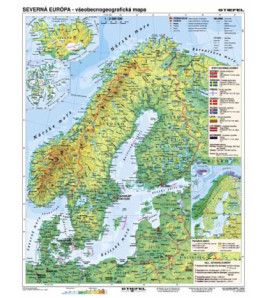 Severná Európa - všeobecnogeografická - hospodárska mapa 160x120cm