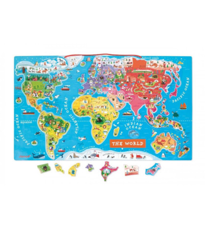 Mapa sveta – Drevené magnetické puzzle