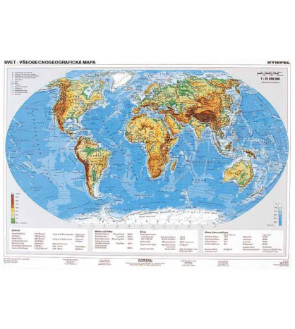 Svet - všeobecnogeografický + svet politický 160x120cm