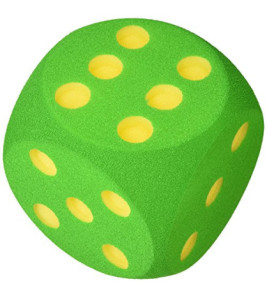 Veľká penová kocka s bodkami- zelená, 16cm