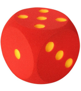 Veľká penová kocka s bodkami- oranžová,16cm