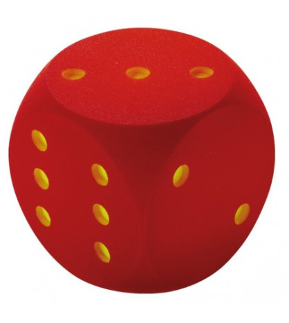 Veľká penová kocka s bodkami- červená,16cm