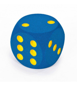 Veľká penová kocka s bodkami- modrá,16cm