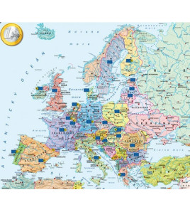 Štruktúra Európskej Únie - mapa 100x70cm s lištou z umelej hmoty