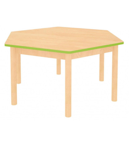Šesťhranný drevený stôl
