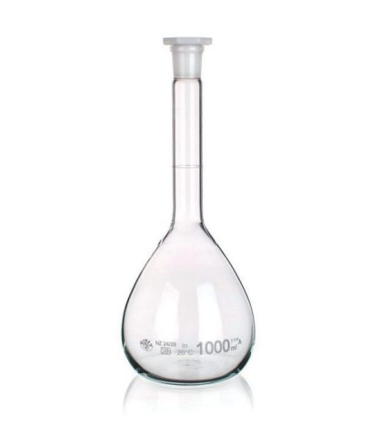 Banka odmerná, trieda A, sklenená zátka, 1000 ml